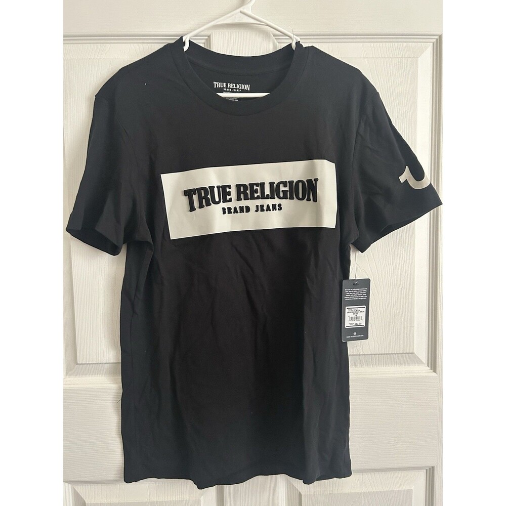 True Religion Brand - Embossed Box Arch SS T-Shirt Black - Mens Size M - NWT
